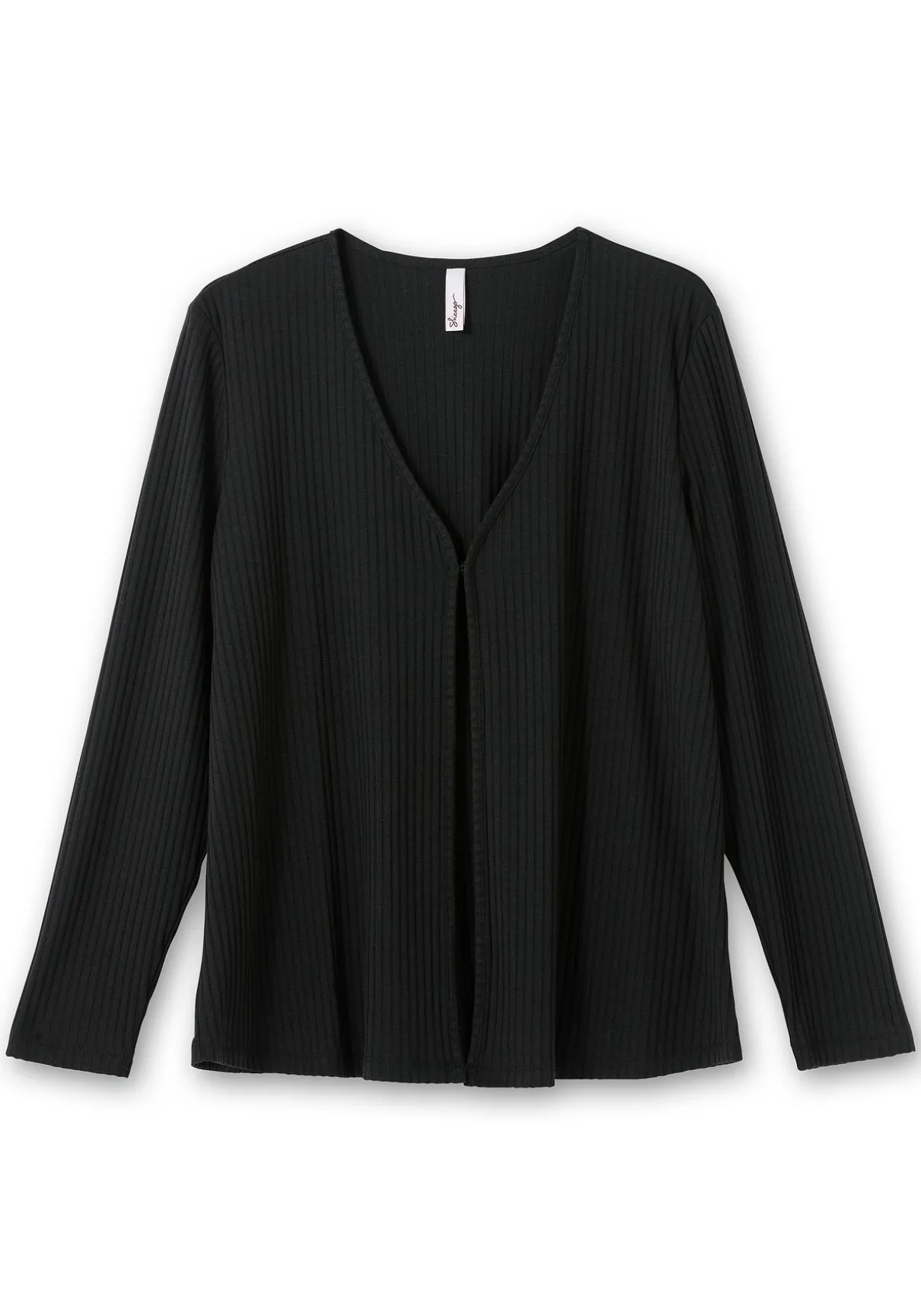 Gerippte Shirtjacke mit 1-Knopf-Verschluss