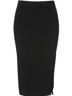 Gerippter Maxirock mit Schlitz vorne, figurbetont