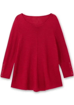 Gerippter Pullover mit spitz zulaufendem Saum