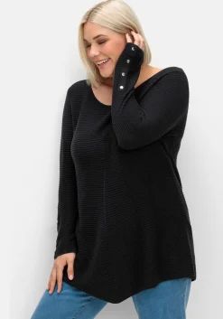 Gerippter Pullover mit spitz zulaufendem Saum