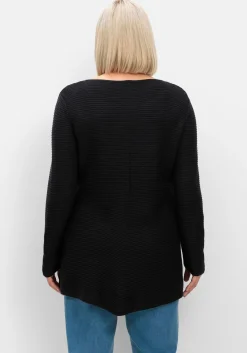 Gerippter Pullover mit spitz zulaufendem Saum