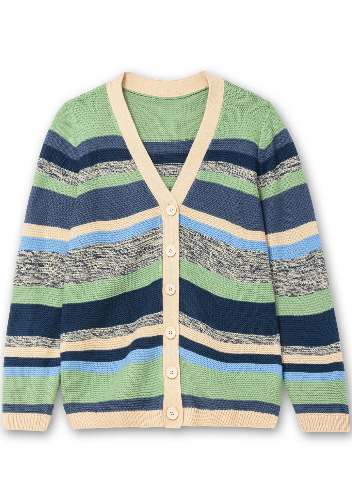 Gestreifte Strickjacke mit V-Ausschnitt