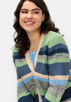 Gestreifte Strickjacke mit V-Ausschnitt