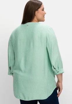 Gestreifte Tunika mit 3/4-Ärmeln, in Twill-Qualität
