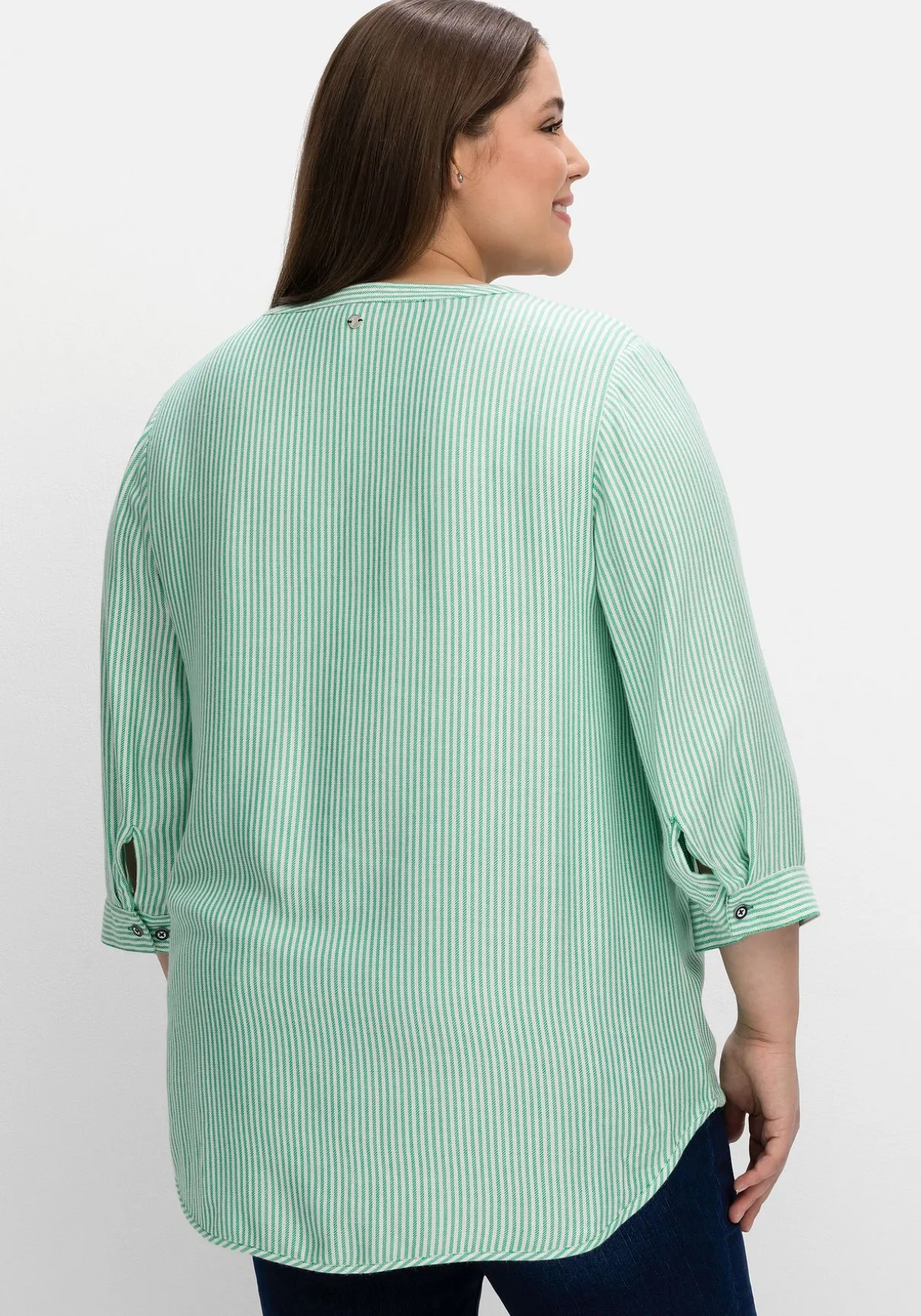 Gestreifte Tunika mit 3/4-Ärmeln, in Twill-Qualität