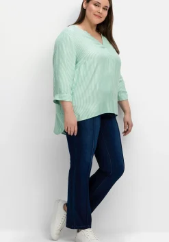 Gestreifte Tunika mit 3/4-Ärmeln, in Twill-Qualität