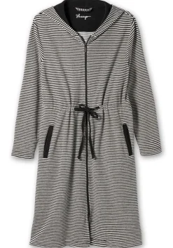 Gestreifter Frottee-Bademantel mit Kapuze