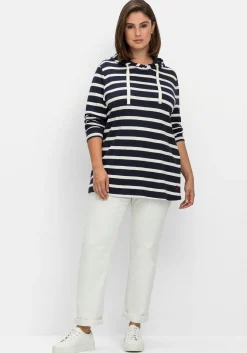 Gestreiftes Langarmshirt mit Kapuze