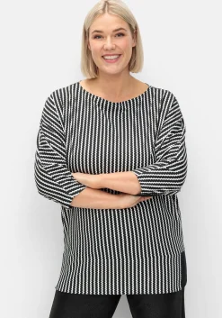 Gestreiftes Shirt mit 3/4-Fledermausärmeln
