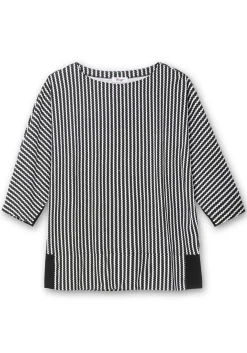 Gestreiftes Shirt mit 3/4-Fledermausärmeln