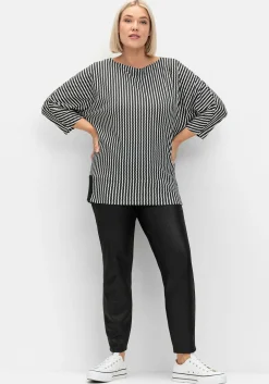 Gestreiftes Shirt mit 3/4-Fledermausärmeln
