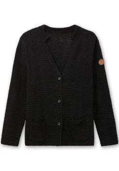 Grobstrickjacke mit Stehkragen und Taschen