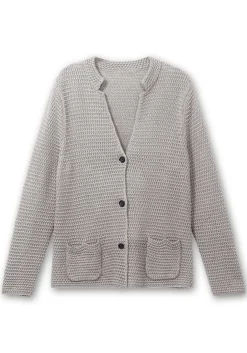 Grobstrickjacke mit Stehkragen und Taschen