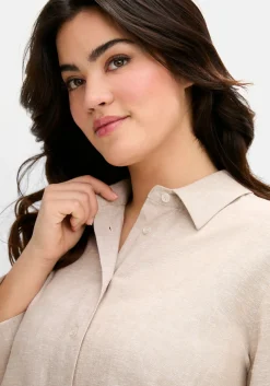 Hemdbluse im Leinen-Mix, mit feinen Streifen