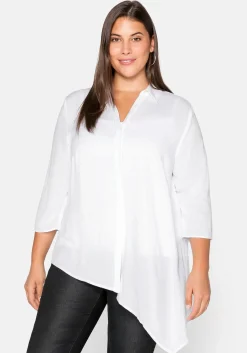 Hemdbluse mit asymmetrischem Saum in Zipfelform