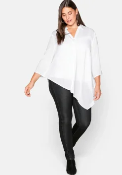 Hemdbluse mit asymmetrischem Saum in Zipfelform