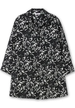 Hemdbluse mit Blätterprint und 3/4-Arm