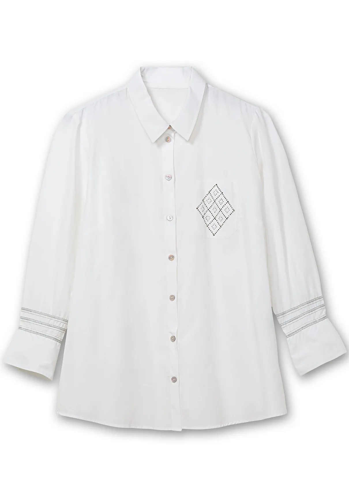 Hemdbluse mit Glitzerdetails, bügelfreie Qualität