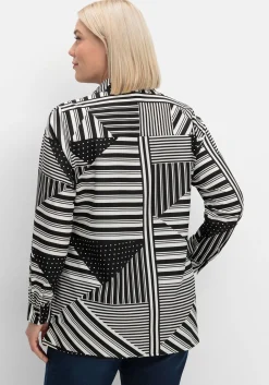 Hemdbluse mit grafischem Patchwork-Druck