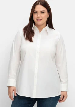 Hemdbluse mit Krempelärmeln, in leichter A-Linie