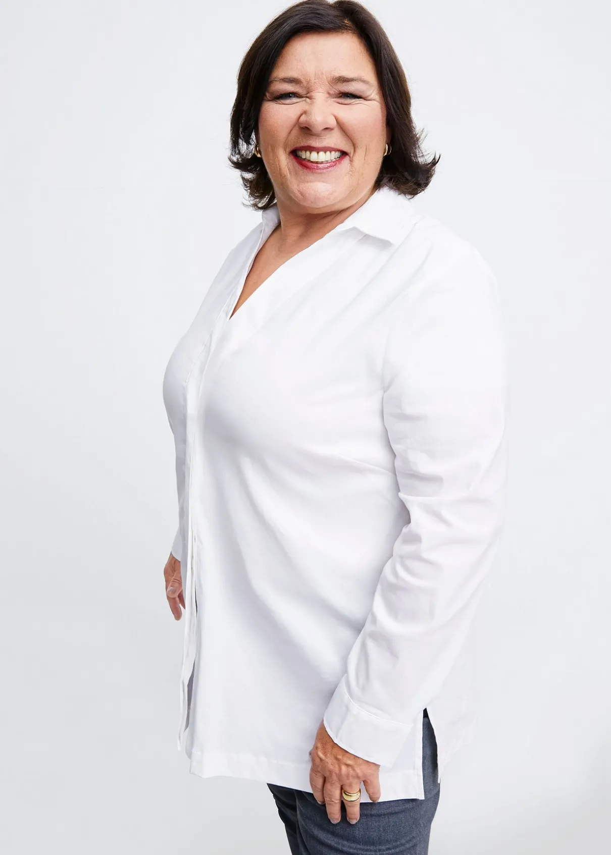 Hemdbluse mit verdeckter Knopfleiste