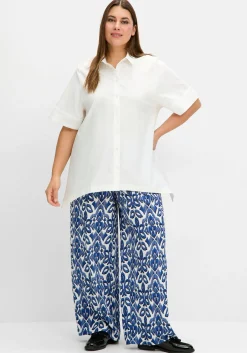 Hemdbluse mit Zipfelsaum und weiten Ärmeln
