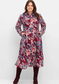 Hemdblusenkleid aus Chiffon, mit Blumendruck