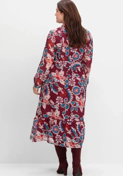 Hemdblusenkleid aus Chiffon, mit Blumendruck