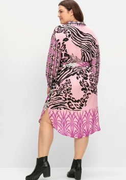 Hemdblusenkleid im Mustermix, mit Bindegürtel