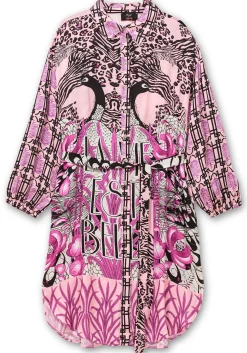 Hemdblusenkleid im Mustermix, mit Bindegürtel