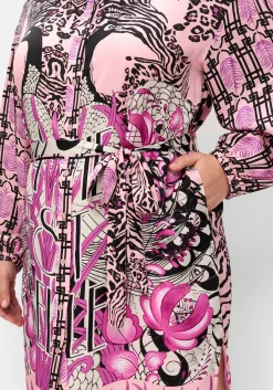 Hemdblusenkleid im Mustermix, mit Bindegürtel