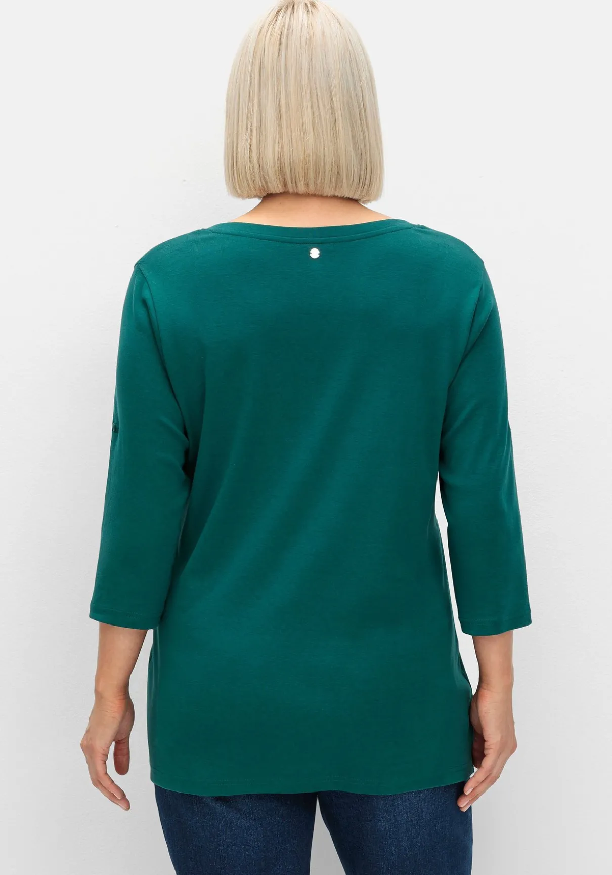 Henleyshirt mit 3/4-langen Krempelärmeln