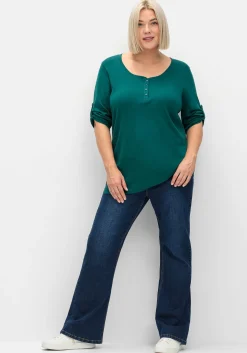 Henleyshirt mit 3/4-langen Krempelärmeln