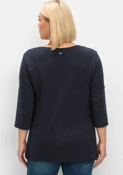 Henleyshirt mit 3/4-langen Krempelärmeln