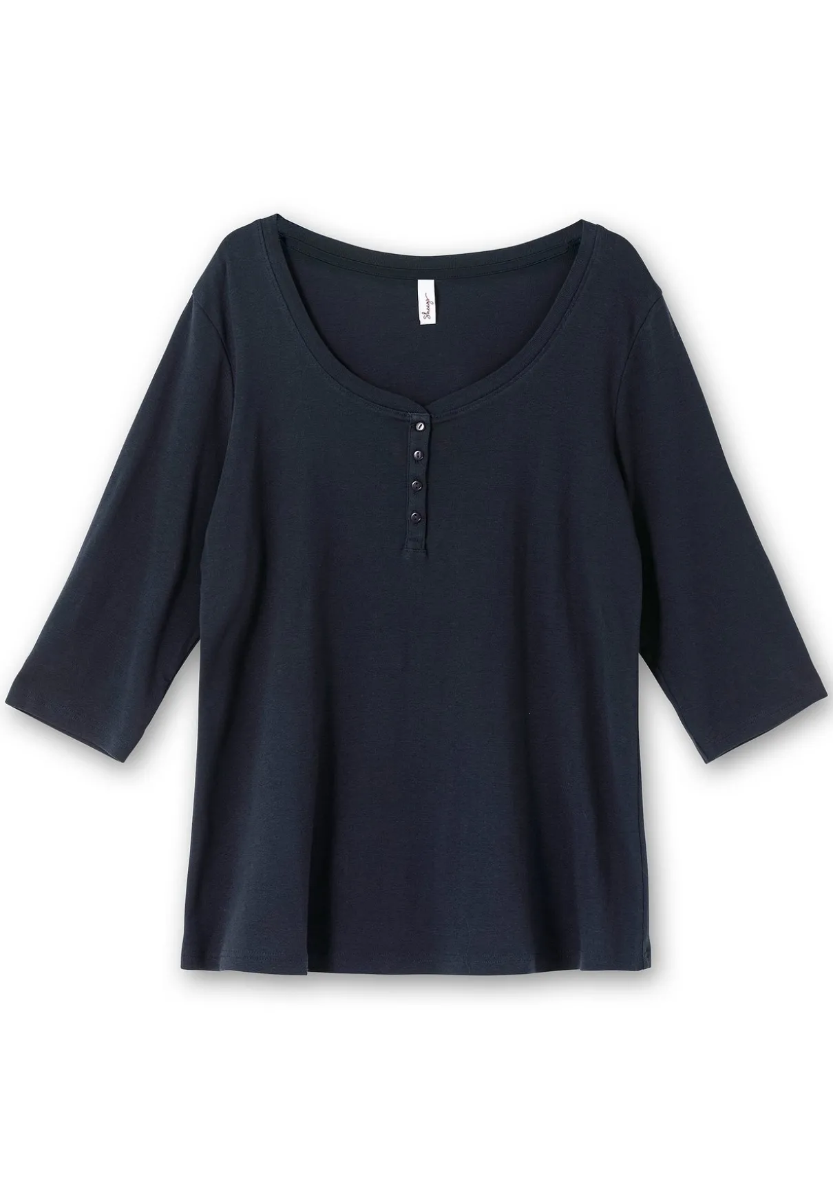 Henleyshirt mit 3/4-langen Krempelärmeln