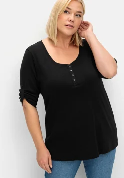 Henleyshirt mit 3/4-langen Krempelärmeln