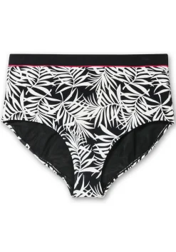 Hohe Bikinihose mit Blätterprint und Shaping-Effekt