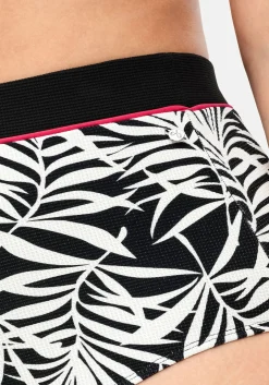 Hohe Bikinihose mit Blätterprint und Shaping-Effekt