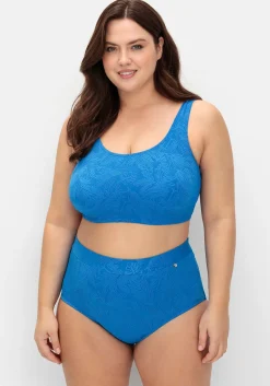 Hohe formende Bikinihose mit Blumen-Struktur