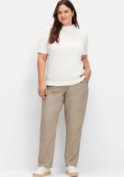 Hose in Leinenoptik mit Dehnbund und Zierknöpfen