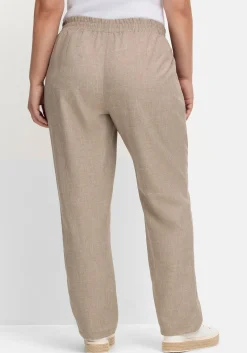 Hose in Leinenoptik mit Dehnbund und Zierknöpfen