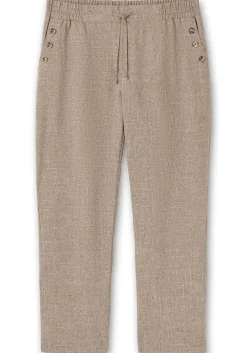 Hose in Leinenoptik mit Dehnbund und Zierknöpfen