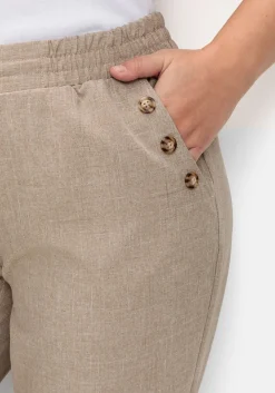 Hose in Leinenoptik mit Dehnbund und Zierknöpfen