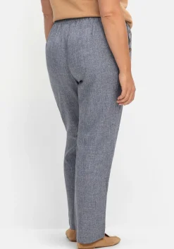 Hose in Leinenoptik mit Dehnbund und Zierknöpfen