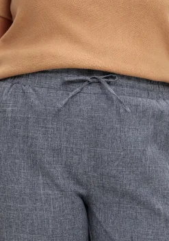 Hose in Leinenoptik mit Dehnbund und Zierknöpfen