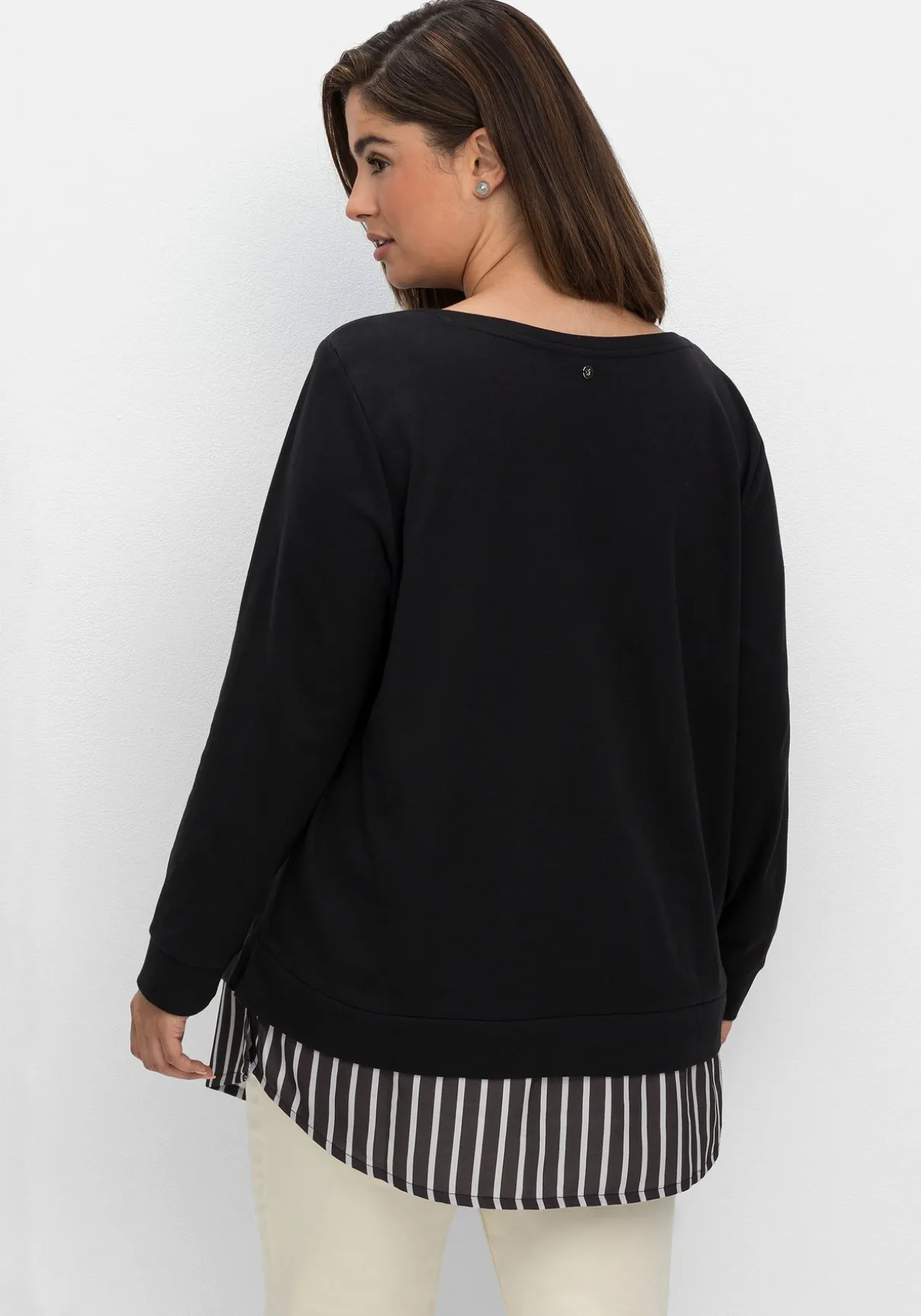 2-in-1-Langarmshirt mit Ansatz aus Blusenstoff