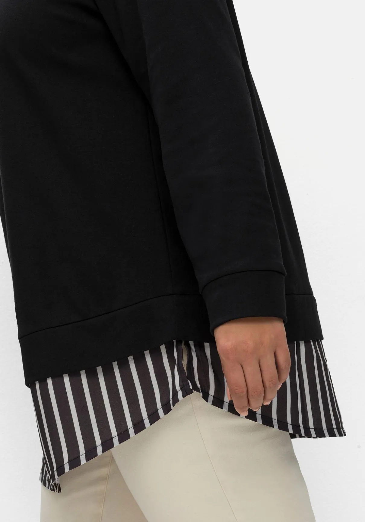 2-in-1-Langarmshirt mit Ansatz aus Blusenstoff