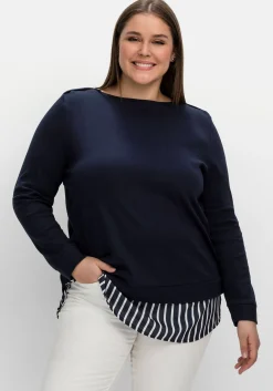 2-in-1-Langarmshirt mit Ansatz aus Blusenstoff