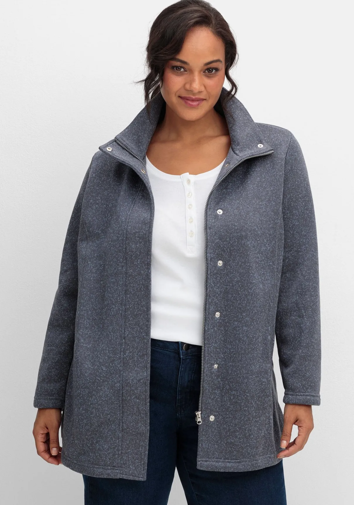 Jacke aus meliertem Strickfleece