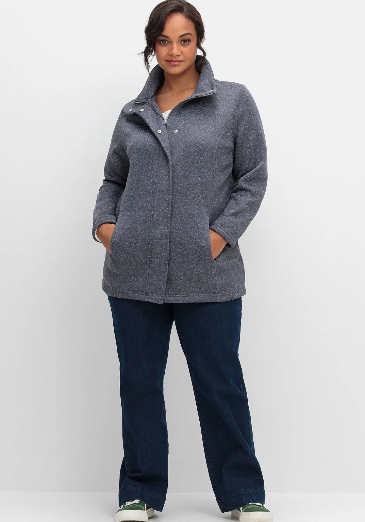 Jacke aus meliertem Strickfleece